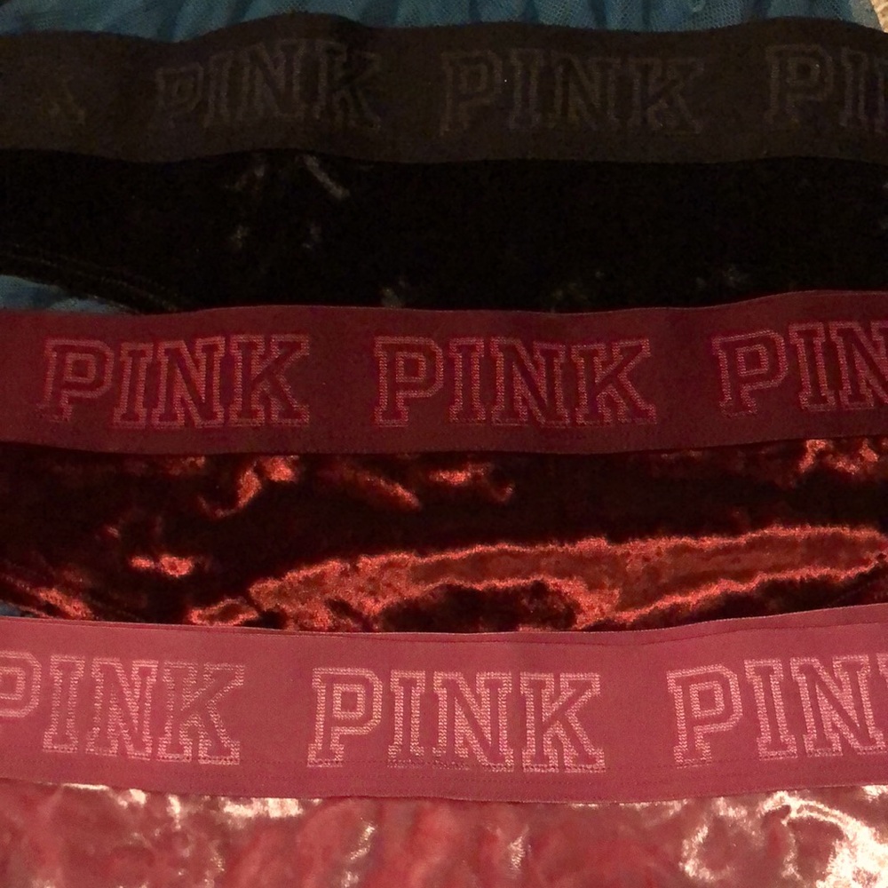 Three soft velvet thongs w/soft mesh